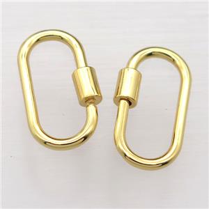 copper Carabiner Lock pendant, gold plated, approx 12-25mm [FN20269]