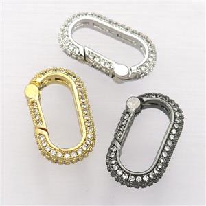 copper Carabiner Lock pendant pave zircon, mixed, approx 12-22mm [FN20273]