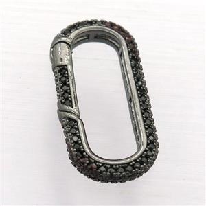 copper Carabiner Lock pendant pave zircon, black plated, approx 14-29mm [FN20276]