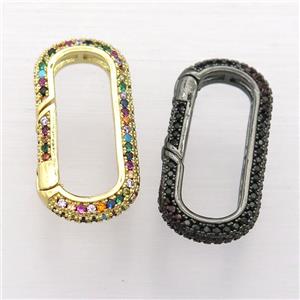 copper Carabiner Lock pendant pave zircon, mixed, approx 14-29mm [FN20277]