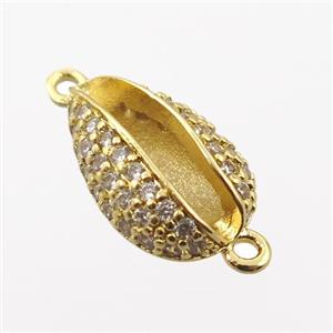 copper connector pave zircon, gold plated, approx 8-14mm [FN20297]