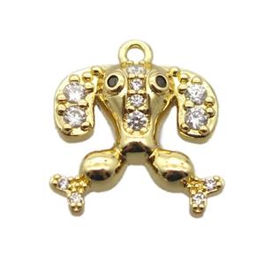 copper dog pendant pave zircon, gold plated, approx 14-15mm [FN20305]
