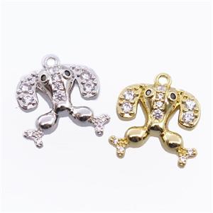 copper dog pendant pave zircon, mixed, approx 14-15mm [FN20306]