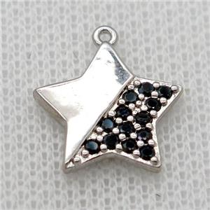 copper star pendant pave zircon, platinum plated, approx 15mm dia [FN20310]