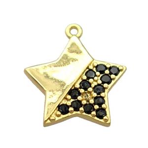 copper star pendant pave zircon, gold plated, approx 15mm dia [FN20311]