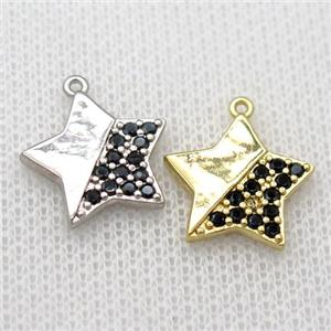 copper star pendant pave zircon, mixed, approx 15mm dia [FN20312]