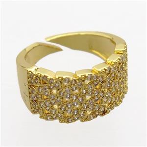 copper Rings pave zircon, gold plated, approx 11mm, 17mm [FN20334]