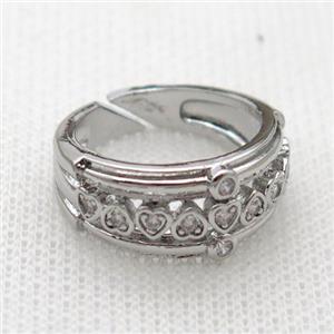 copper Rings pave zircon, platinum plated, approx 9mm, 17mm dia [FN20343]