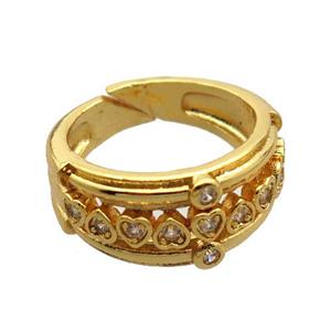 copper Rings pave zircon, gold plated, approx 9mm, 17mm dia [FN20344]