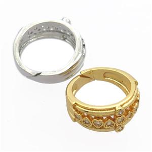 copper Rings pave zircon, mixed, approx 9mm, 17mm dia [FN20345]
