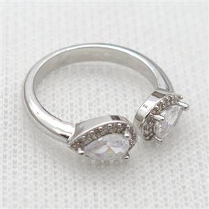 copper Rings pave zircon, platinum plated, approx 4-6mm, 17mm dia [FN20348]