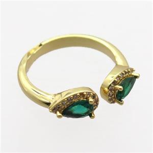 copper Rings pave zircon, gold plated, approx 4-6mm, 17mm dia [FN20349]