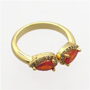 copper Rings pave zircon, gold plated, approx 4-6mm, 17mm dia [FN20350]