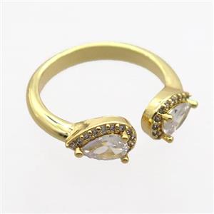 copper Rings pave zircon, gold plated, approx 4-6mm, 17mm dia [FN20351]