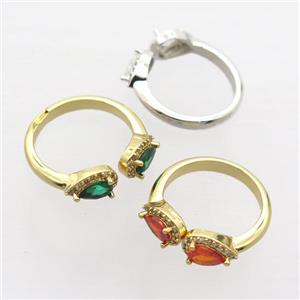 copper Rings pave zircon, mixed, approx 4-6mm, 17mm dia [FN20352]