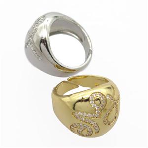 copper Rings pave zircon, mixed, approx 18mm dia [FN20355]