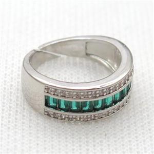 copper Rings pave zircon, platinum plated, approx 7mm, 17mm dia [FN20359]