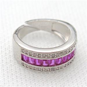 copper Rings pave zircon, platinum plated, approx 7mm, 17mm dia [FN20360]