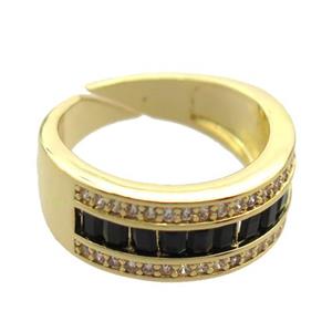 copper Rings pave zircon, gold plated, approx 7mm, 17mm dia [FN20365]