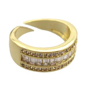 copper Rings pave zircon, gold plated, approx 7mm, 17mm dia [FN20366]