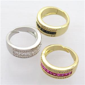 copper Rings pave zircon, mixed, approx 7mm, 17mm dia [FN20367]