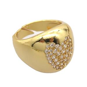 copper Rings pave zircon, gold plated, approx 18mm dia [FN20368]