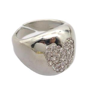 copper Rings pave zircon, platinum plated, approx 18mm dia [FN20369]