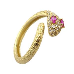 copper Rings pave zircon, snake, gold plated, approx 18mm dia [FN20373]
