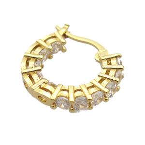 copper Latchback Earrings pave zircon, goldplated, approx 20mm dia [FN20381]