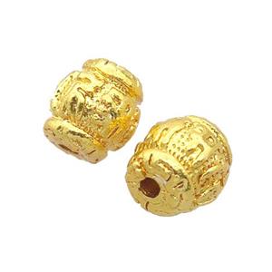 copper barrel beads, unfade, gold plated, approx 8mm [FN20385]