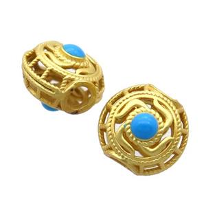 copper circle beads, enamel, unfade, duck gold, approx 10mm, 2.5mm hole [FN20387]
