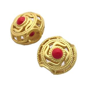 copper circle beads, enamel, unfade, duck gold, approx 10mm, 2.5mm hole [FN20388]