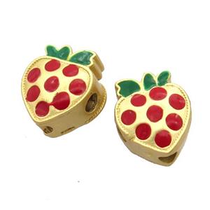 copper strawberry beads, enamel, unfade, duck gold, approx 8-10mm [FN20390]
