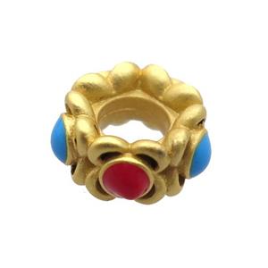 copper rondelle beads, enamel, unfade, duck gold, approx 9mm dia [FN20395]