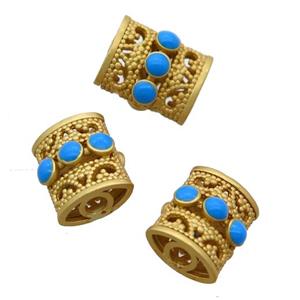 copper tube beads with enamel, unfade, duck gold, approx 9-12mm [FN20401]