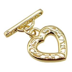 copper connector clasp, heart, gold plated, approx 14mm, 16mm [FN20460]