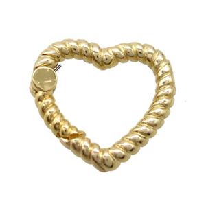 copper Carabiner locker pendant, heart, gold plated, approx 17-18mm [FN20469]