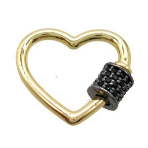 copper Carabiner locker pendant, heart gold plated, approx 18-19mm [FN20470]