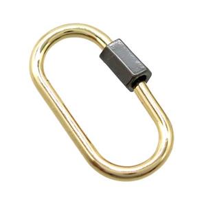 copper Carabiner locker, gold plated, approx 12-25mm [FN20471]