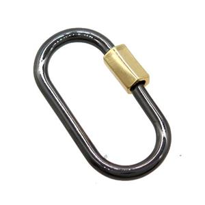 copper Carabiner locker, black plated, approx 12-25mm [FN20472]