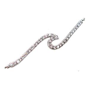 copper pendant pave zircon, platinum plated, approx 34mm [FN20475]