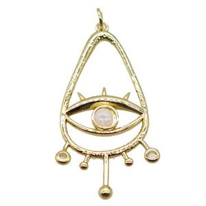copper teardrop pendant, eye, gold plated, approx 20-38mm [FN20487]