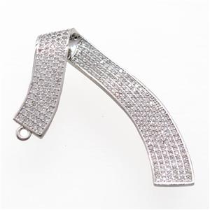 copper riband pendant pave zircon, platinum plated, approx 40-50mm [FN20492]