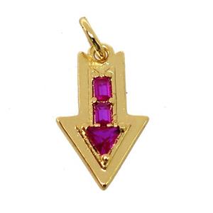 copper arrowhead pendant pave zircon, gold plated, approx 10-16mm [FN20498]