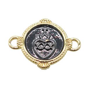 copper circle connector, enamel, gold plated, approx 18mm [FN20524]