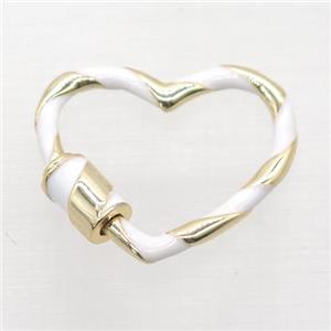 copper carabiner lock pendant with enamel, heart, gold plated, approx 25mm [FN20531]