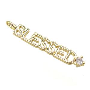 copper BLESSED pendant pave zircon, gold plated, approx 6-38mm [FN20539]