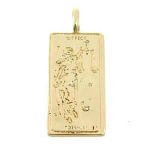 copper rectangle tarot card pendant, gold plated, approx 11-23mm [FN20549]
