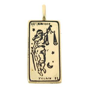copper rectangle tarot card pendant, gold plated, approx 11-23mm [FN20550]