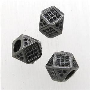 copper cube beads pave zircon, black plated, approx 8mm [FN20551]